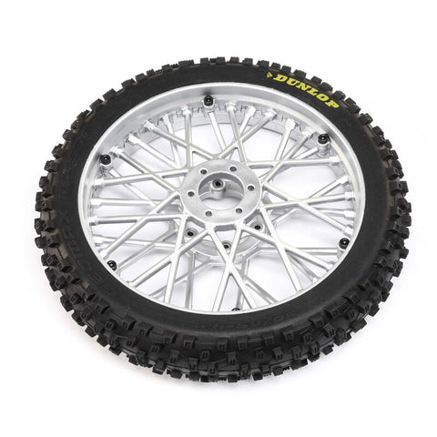 LOSI: Dunlop MX53 Front Tire Mounted, Chrome; Promoto-MX