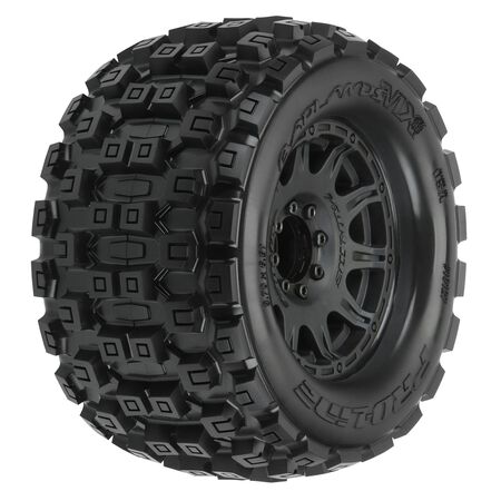 PRO-LINE 1/8 Badlands MX38 F/R 3.8" MT Tires Mounted 17mm Black Raid (2)