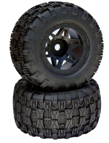 Powerhobby 1/8 Raptor 3.8” Belted All Terrain Tires 17MM Mounted Black