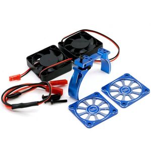 Power Hobby 1/8 Aluminum Heatsink 40mm Dual High Speed Cooling Fans with Cover - Blue