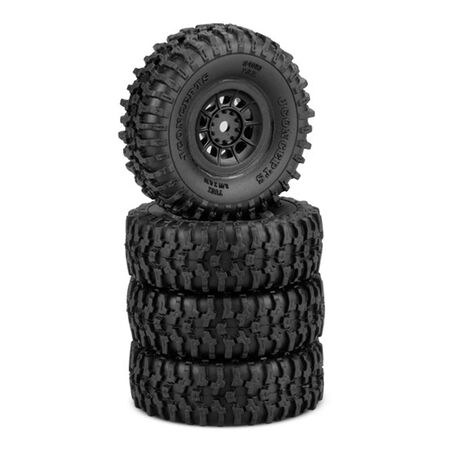Pro-Line Tusk Tires, Mounted Black Hazard Wheels, Gold Compound (2)