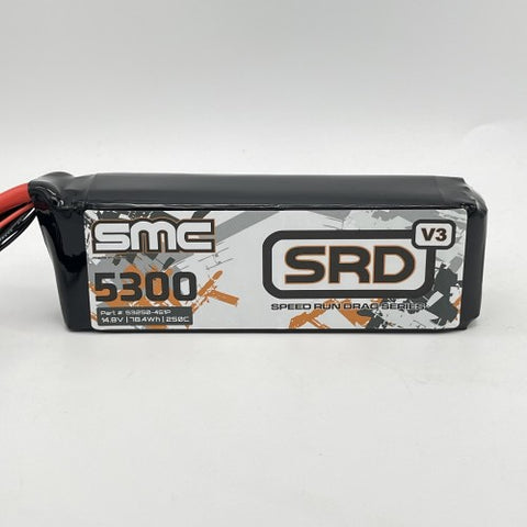 SMC Racing SRD-V3 14.8V-5300mAh-250C Shorty Softcase Drag Racing LiPo - QS8 Connector