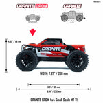 ARRMA 1/18 GRANITE GROM MEGA 380 Brushed 4X4 Monster Truck RTR with Battery & Charger - Red