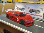 Delta Plastik Corvette CR8 1/7th Scale Clear RC Car Body 2MM Clear w/ Wing, Decals, and Masks  - 8504