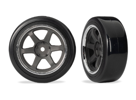 Traxxas 1.9" Gray 6-Spoke Front Wheels & Soft Drift Tires (2) - 10577
