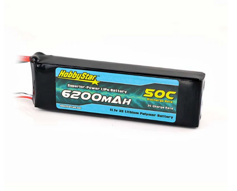 HobbyStar 6200mAh 11.1V, 3S 50C LiPo Battery with XT90
