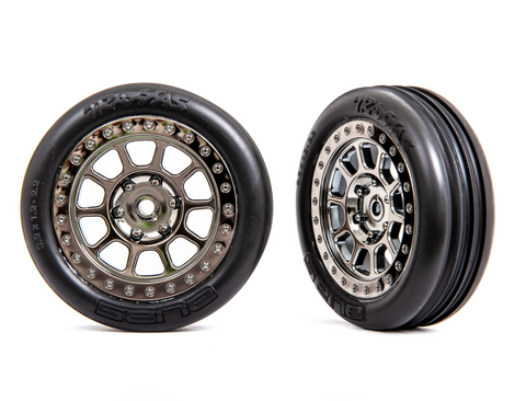 Traxxas Multi-Spoke 2.2" Black Chrome Wheels w/ Alias Ribbed 2.2 Tires & Foam Front - 2471T