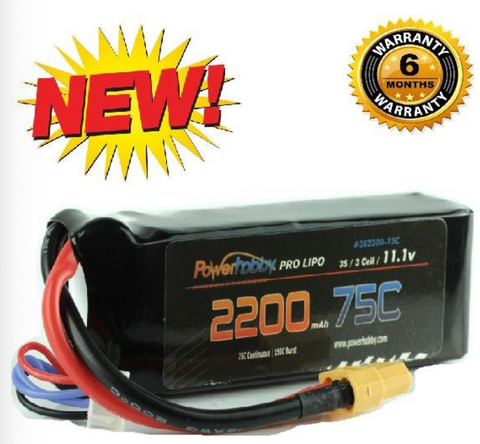 Powerhobby 3S 11.1V 2200mAh 75C Lipo Battery Pack w XT60 Plug