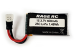 Rage RC 1S 3.7V 400mAh 25C LiPo Battery; Tempest 600, Super Cub MX, Micro Warbirds