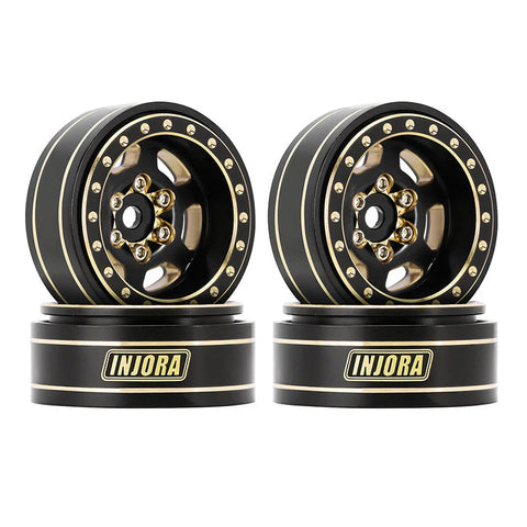 INJORA 1.0 Plus 6-Spoke Brass Beadlock Wheels 43g/pcs offset -3.75mm for 1/18 1/24 RC Crawler (4) (W1103)
