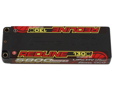 Gens Ace Redline 2S LiHV LiPo LCG Battery 130C (7.4V/7.6V/5800mAh) w/5mm Bullets