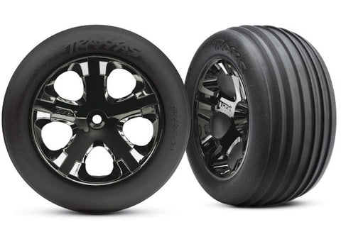 Traxxas Black Chrome 2.8" Wheels w/ Ribbed Tires & Foams (2) TSM Rated