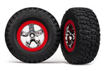 Traxxas SCT Chrome and Red Beadlock wheels, BFGoodrich® Mud-Terrain™ T/A® KM2 tire, inserts) (2) 4WD f/r, 2WD rear - 5867