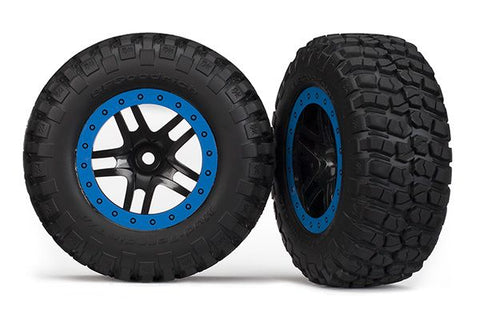 Traxxas SCT Wheels Black Blue w/ BFGoodrich Mud-Terrain T/A KM2 Tires (2)