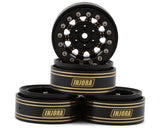 Injora 1.3" D-Slot Super Heavy Brass Micro Rock Crawler Beadlock Wheels (81g ea) (Black) (4)