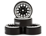 Injora 1.3" D-Slot Aluminum Micro Crawler Beadlock Wheels (27g ea) (Black/Chrome) (4)