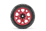 Jetko 1/5 XMT EX-King Cobra Tires Mounted on Metal Red Claw Rims, Medium Soft, Glued, Belted, 24mm - Kraton/Outcast 8S