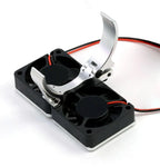 Power Hobby 1/10 Aluminum Heatsink Mount 30mm Twin Turbo Cooling Fans - Silver