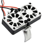 Power Hobby 1/10 Aluminum Heatsink Mount 30mm Twin Turbo Cooling Fans - Silver