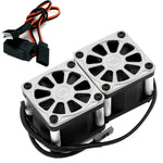 Power Hobby Twister Twin / Dual 40mm 1/8 1/5 Motor Aluminum Cooling Fan - Silver