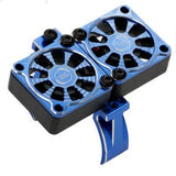 Power Hobby 1/10 Aluminum Heatsink Mount 30mm Twin Turbo Cooling Fans - Blue