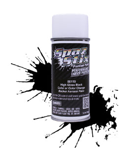 Spaz Stix High Gloss Black/Backer, Aerosol Paint, 3.5oz Can