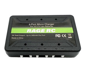 Rage R/C 6-Port 1S Micro USB Charger; Tempest 600, Super Cub MX4, Sport Cub, Micro Warbirds