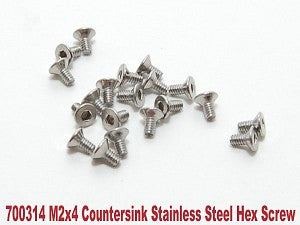 PN Racing M2x4 Countersink Stainless Steel Hex Machine Screw (20pcs)