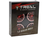 Treal Hobby 1.9" Type C Multi-Spoke Aluminum Crawler Beadlock Wheels (Red) (4) (116g ea)