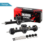 INJORA Black Aluminum Front & Rear Axles Set for Axial SCX24