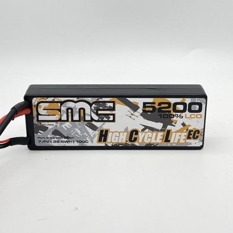 SMC Racing HCL-EC 7.4V 5200mAh 100C Wired Hardcase LiPo - Traxxas Connector