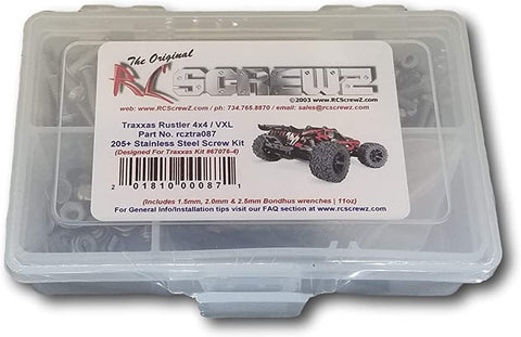 RC Screwz Stainless Steel Screw Kit For The Traxxas Rustler 4×4/VXL (#67076-4)