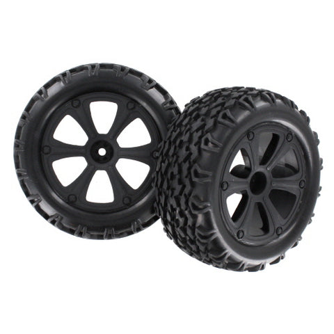 Redcat Pre-Mounted 1/10 Truck Tires and Wheels Black - BS214-009