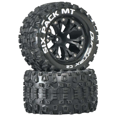 Duratrax Six-Pack MT 2.8" 2WD Mounted 1/2" Offset Tires, Black (2)