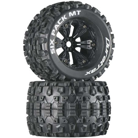 Duratrax Six-Pack MT 3.8" Mounted 1/2" Offset Tires, Black (2)