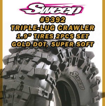 Sweep Racing Triple-Lug Rock Crawler 1.9" Gold dot (SUPER SOFT) W/ inserts 2pcs tires set