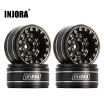 INJORA 1.0" 47g/pcs Black Brass Beadlock Wheel Rims Deep Dish Negative Offset 3.15mm for 1/24 RC Crawlers (4) (W1005)