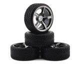 Firebrand RC Hammer DT3 Pre-Mounted Drift Tires (4) (Smoke Chrome) w/Moray Tires, 12mm Hex & 3mm Offset