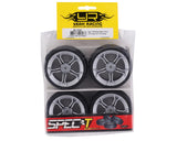 Yeah Racing Spec T Pre-Mounted On-Road Touring Tires w/MS Wheels (Silver) (4) w/12mm Hex & 3mm Offset